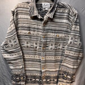 Lucky Brand Aztec Southwestern Button Up Flannel Shirt Long Sleeve- Mens Large